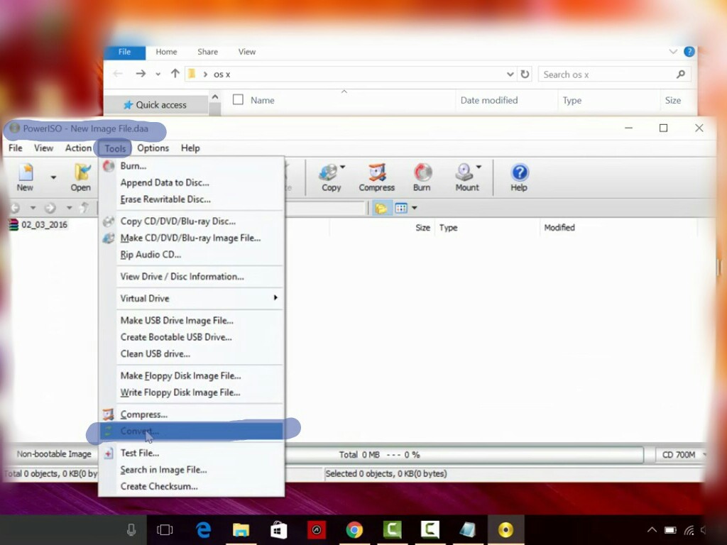 How to convert iso to dmg on windows 8
